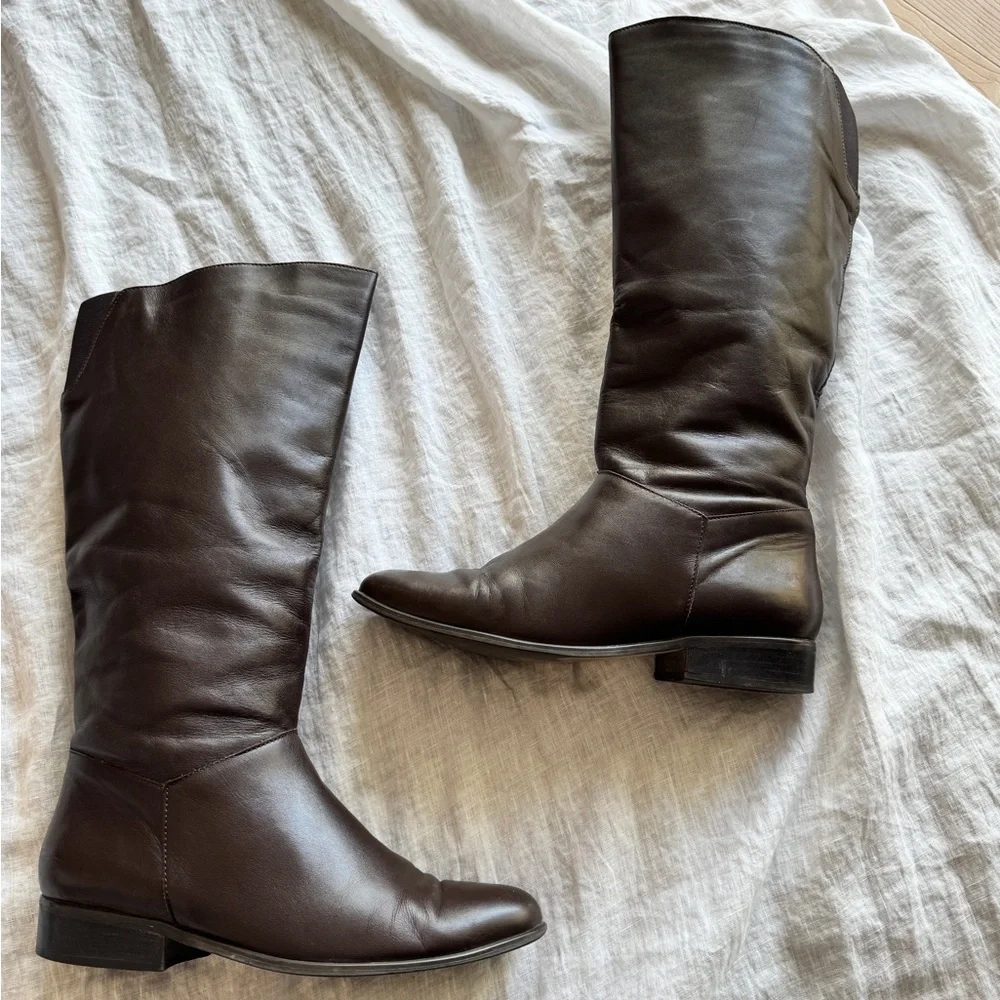 Vintage Brown Leather Riding Boots Size 10 Classic Casual